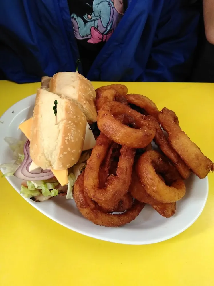Poor Boy Hero Sub and Onion Rings